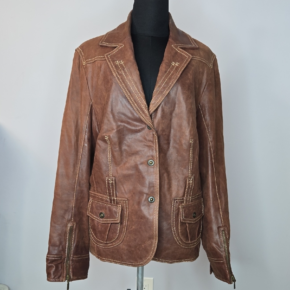 Danier Brown Leather Blazer